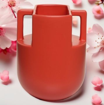 Handle Kırmızı Orta Boy Vazo