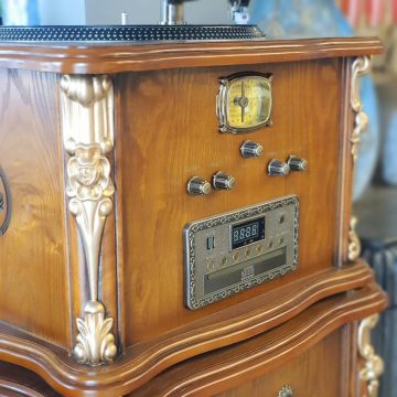 Çekmeceli Ayaklı Ahşap Gramafon