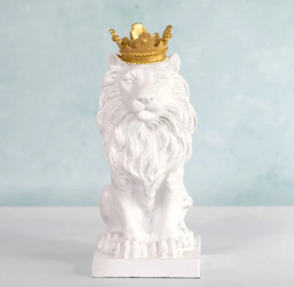 Aslan Kral Dekoratif Biblo Beyaz 22cm