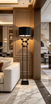 Metal Siyah Ayaklı Lambader 164cm
