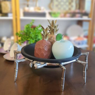 Gümüş-Siyah Dekoratif Yengeç Tabak