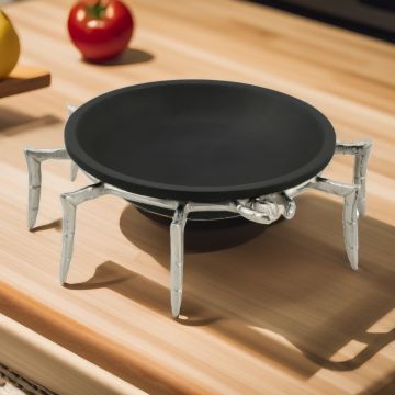 Gümüş-Siyah Dekoratif Yengeç Tabak