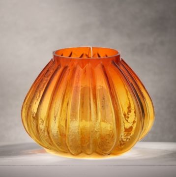 Kehribar Renk Cam Kabak Model Vazo 13cm