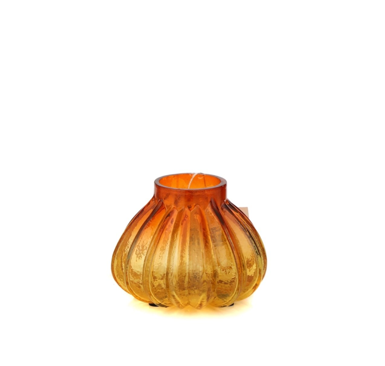 Kehribar Renk Cam Kabak Model Vazo 9cm