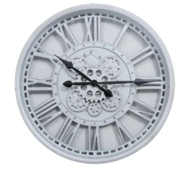 Asorti Beyaz Çarklı Duvar Saati 49cm