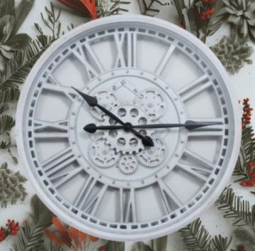 Asorti Beyaz Çarklı Duvar Saati 49cm