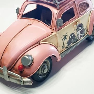 Vintage Vosvos Büyük Boy  Metal Somon Çerçeveli Kumbara