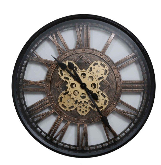 Asorti Bronz Çarklı Duvar Saati 49cm