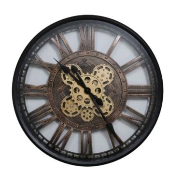 Asorti Bronz Çarklı Duvar Saati 49cm