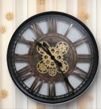 Asorti Bronz Çarklı Duvar Saati 49cm