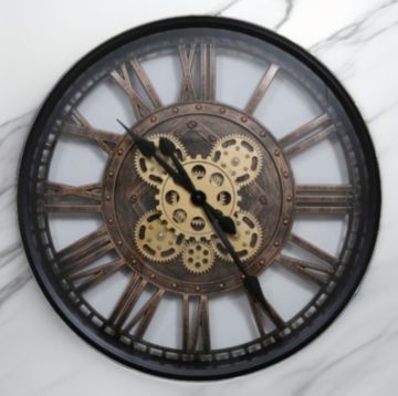 Asorti Bronz Çarklı Duvar Saati 49cm