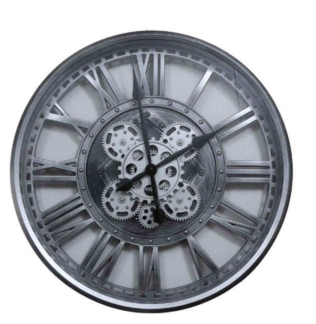 Asorti Gümüş Çarklı Duvar Saati 49cm