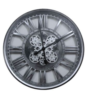 Asorti Gümüş Çarklı Duvar Saati 49cm