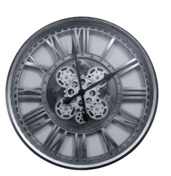 Asorti Gümüş Çarklı Duvar Saati 49cm