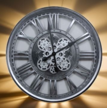 Asorti Gümüş Çarklı Duvar Saati 49cm