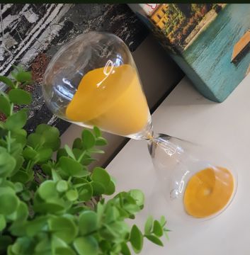 Cam Kum Saati Sarı Büyük Boy