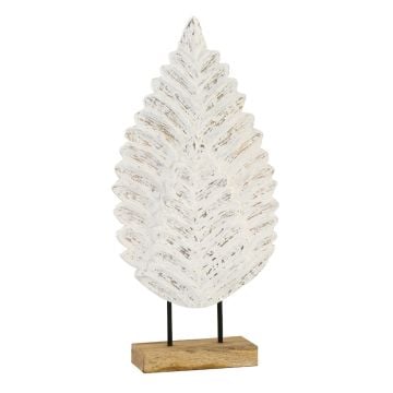 Ahşap Beyaz Eskitme Yaprak Dekor