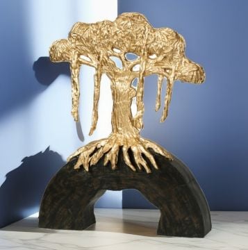 Gold & Siyah Yamaçta Ağaç Dekor