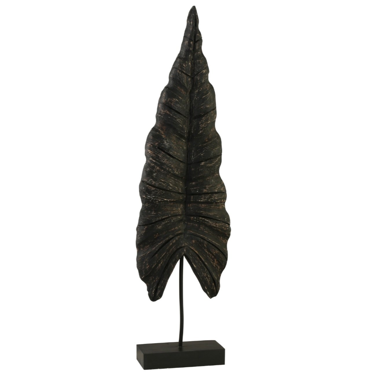 Ahşap Siyah Eskitme Yaprak Dekor