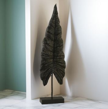 Ahşap Siyah Eskitme Yaprak Dekor