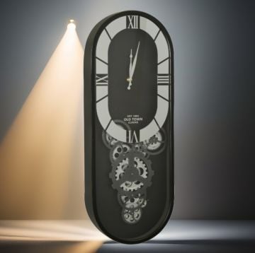 Oval Çarklı Duvar Saati 80 cm