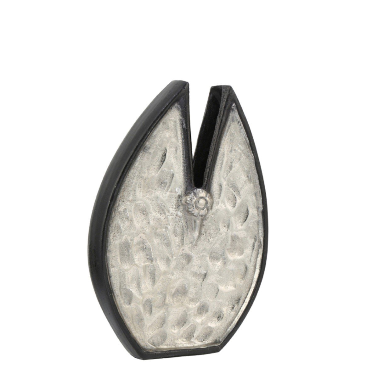 Gümüş-Siyah Metal Dekoratif Vazo 28cm