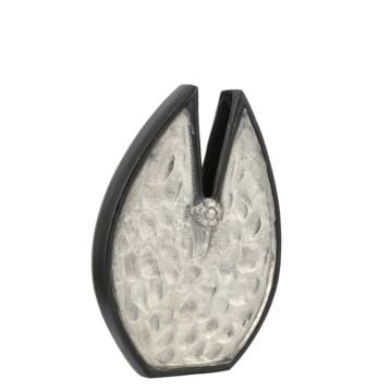 Gümüş-Siyah Metal Dekoratif Vazo 28cm