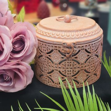 Pudra İşlemeli Metal Kuplu Kutu