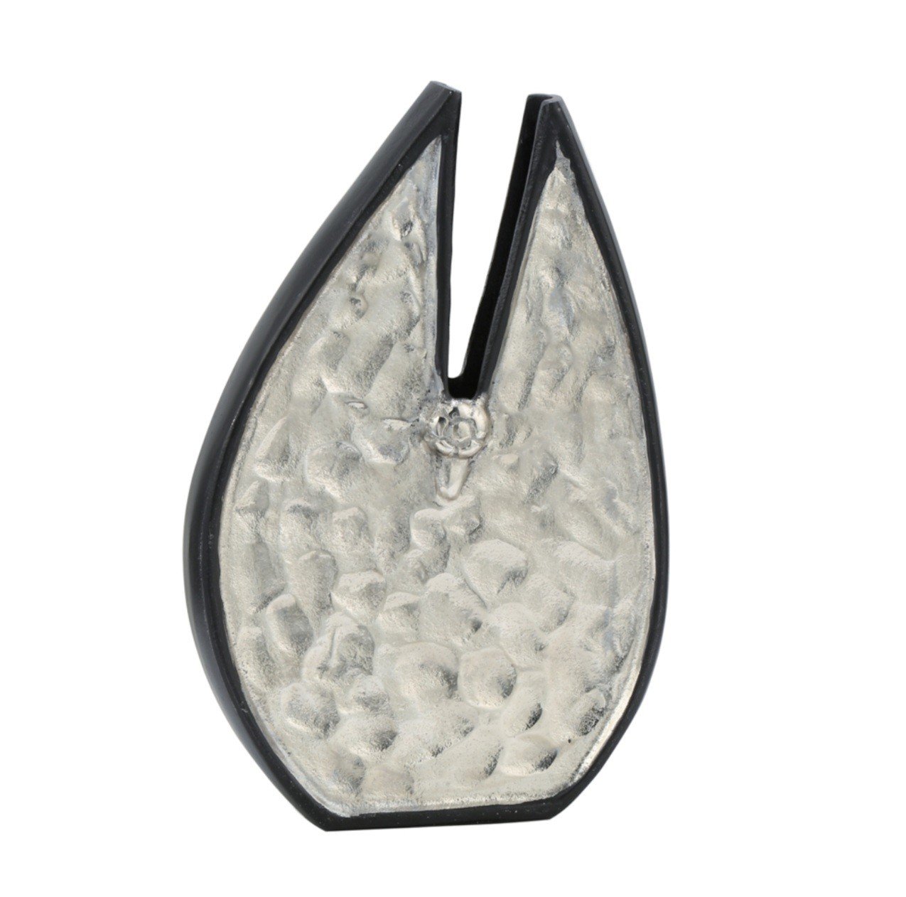 Gümüş-Siyah Metal Dekoratif Vazo 37cm