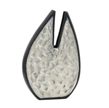 Gümüş-Siyah Metal Dekoratif Vazo 37cm