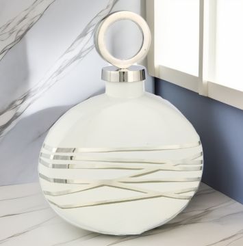 Arctic Beyaz Yuvarlak Kapaklı Vazo 32cm