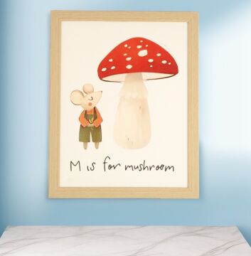 M Is For Mushroom Kanvas Tablo 35*45cm