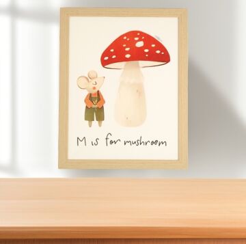 M Is For Mushroom Kanvas Tablo 35*45cm