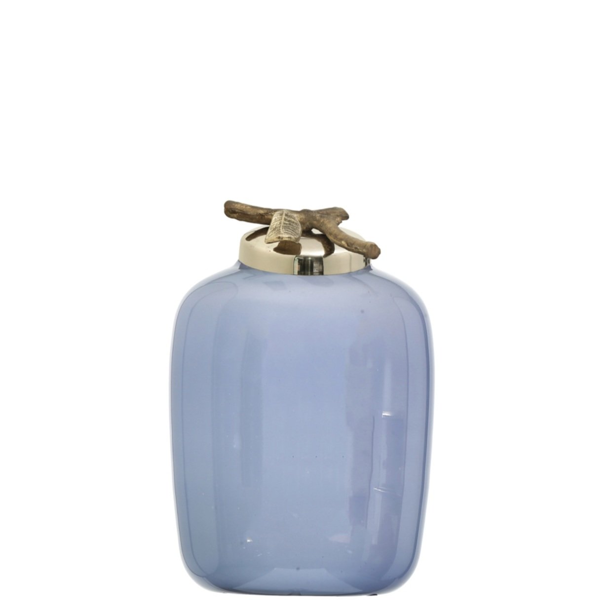 İnci Cam Kapaklı Vazo Mavi 25cm