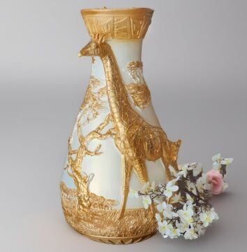 Altın Varak Renkli Zürafa Vazo