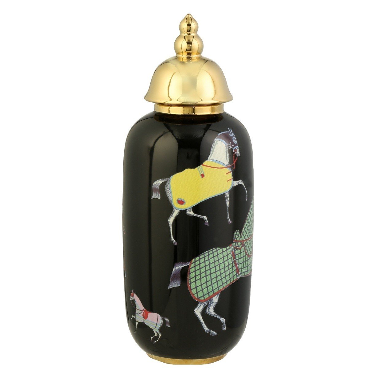 Horse Elips Vazo Siyah Gold 37cm