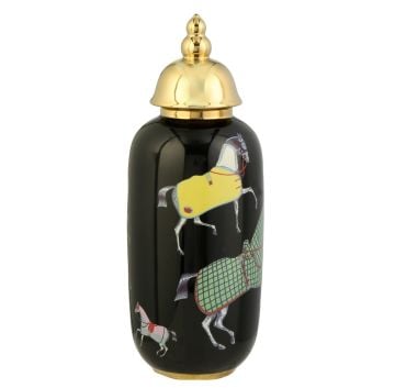 Horse Elips Vazo Siyah Gold 37cm