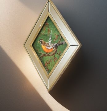 Kuş Desenli Aynalı Duvar Saati