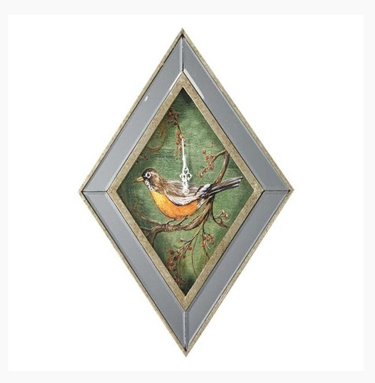 Kuş Desenli Aynalı Duvar Saati