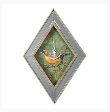 Kuş Desenli Aynalı Duvar Saati
