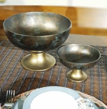 Antik Metal Eskitme Dekoratif Kase