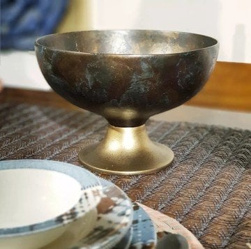 Antik Metal Eskitme Dekoratif Kase