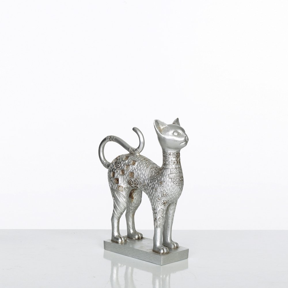 Gümüş Renk Kedi İşlemeli Küçük Boy