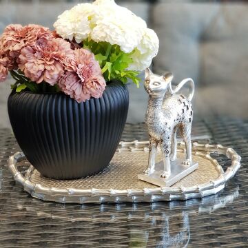 Gümüş Renk Kedi İşlemeli Küçük Boy