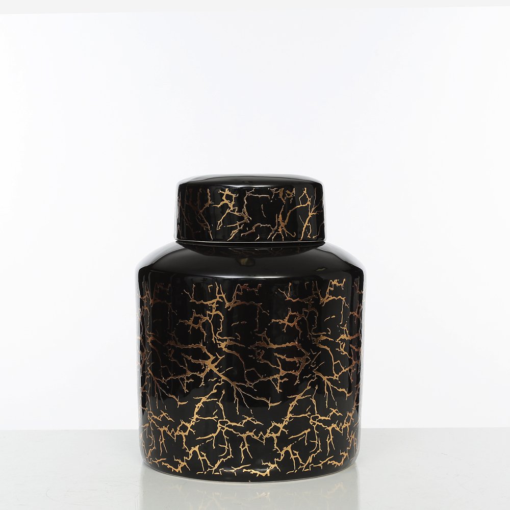 Sarma Mermer Desen Kapaklı Vazo Küçük Boy