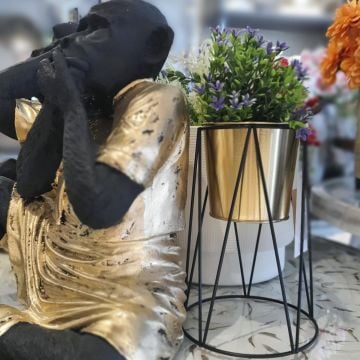 Metal Ayaklı Saksı Gold Küçük Boy