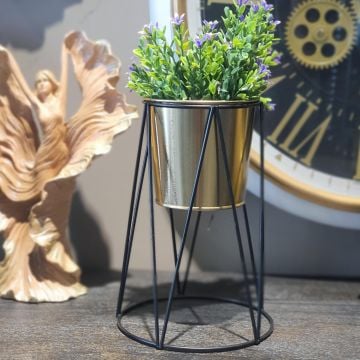 Metal Ayaklı Saksı Gold Küçük Boy