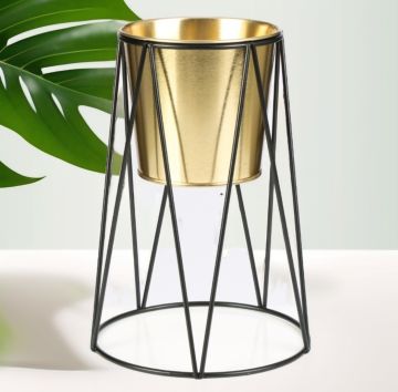 Metal Ayaklı Saksı Gold Küçük Boy