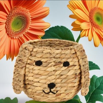 Su Sümbülü Köpek Figür Sepet Küçük Boy