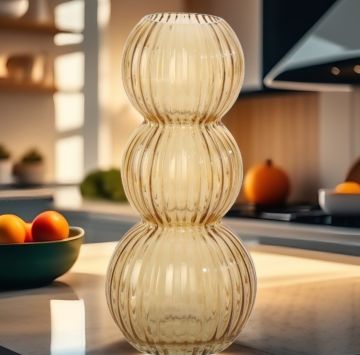 Sarı Su Kabağı Model Cam Vazo Büyük Boy